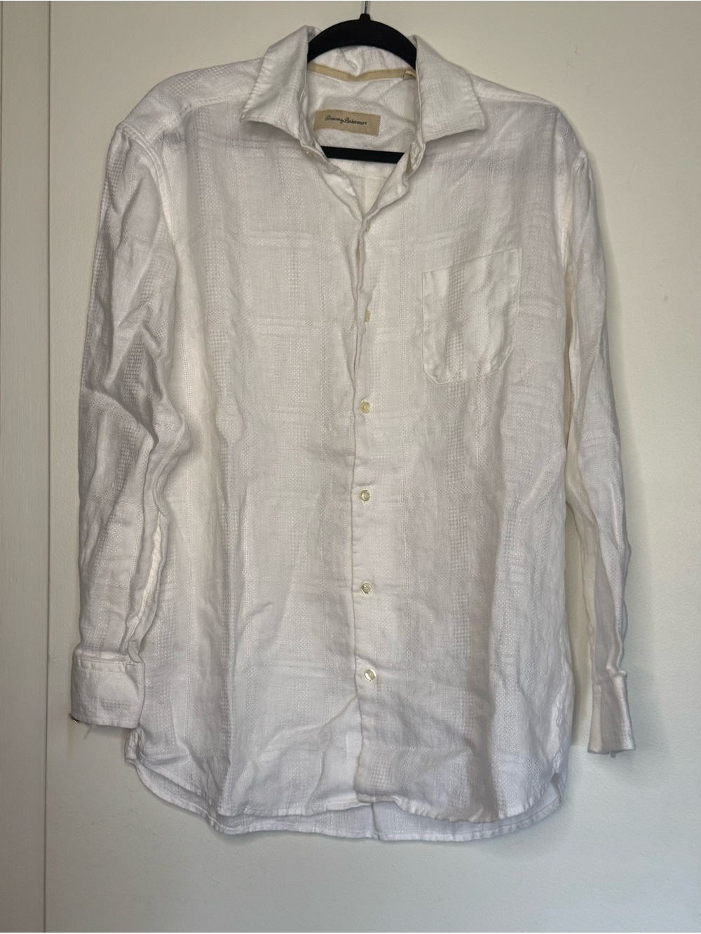 Tommy Bahama White Linen Button-Up Shirt Men’s Medium Long Sleeve